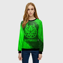 Свитшот женский Disturbed - green gradient, цвет: 3D-черный — фото 2