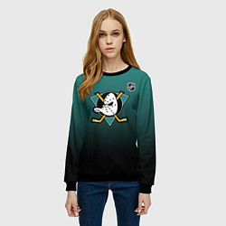 Свитшот женский Анахайм Дакс - зеленый градиент, цвет: 3D-черный — фото 2