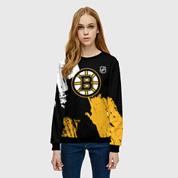 Свитшот женский Бостон Брюинз - разлитая краска, цвет: 3D-черный — фото 2