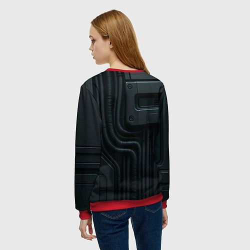Женский свитшот Робокот - робот полицейский / 3D-Красный – фото 4