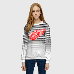Свитшот женский Детройт Ред Уингз - геометрический градиент, цвет: 3D-белый — фото 2