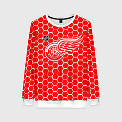 Свитшот женский Детройт Ред Уингз - красные соты, цвет: 3D-белый