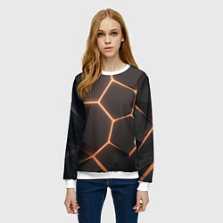 Свитшот женский Серая текстура из сот, цвет: 3D-белый — фото 2