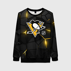 Свитшот женский Питтсбург Пингвинз - плиты с подсветкой, цвет: 3D-черный