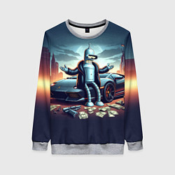 Женский свитшот Бендер рядом с Ламбо и рассыпанным баблом