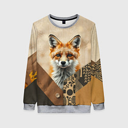 Свитшот женский Удивительный рыжий лисёнок, цвет: 3D-меланж