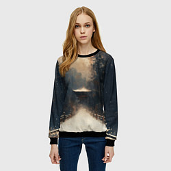 Свитшот женский Дорога к Японскому храму, цвет: 3D-черный — фото 2