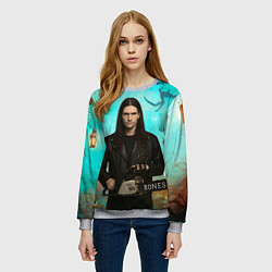 Свитшот женский Bones держит бензопилу, цвет: 3D-меланж — фото 2