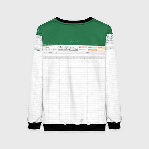 Женский свитшот Таблица Excel текстура / 3D-Черный – фото 2