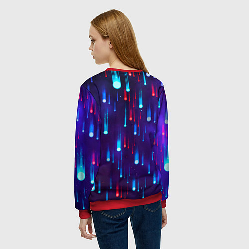 Женский свитшот Bones в стиле киберпанк / 3D-Красный – фото 4