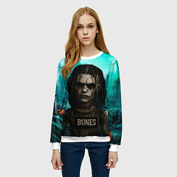 Свитшот женский Bones в стиле хоррор куклы, цвет: 3D-белый — фото 2