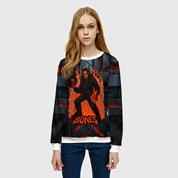 Свитшот женский Bones в стиле дьявола с пластинкой, цвет: 3D-белый — фото 2