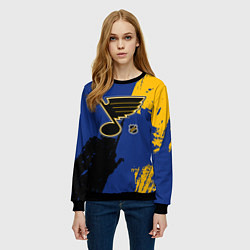 Свитшот женский Сент Луис Блюз - брызги красок, цвет: 3D-черный — фото 2