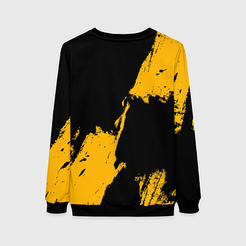 Женский свитшот Голден Стэйт Уорриорз - брызги желтой краски / 3D-Черный – фото 2