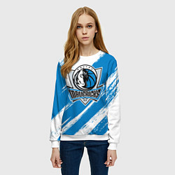 Свитшот женский Даллас Маверикс - белый и синий, цвет: 3D-белый — фото 2