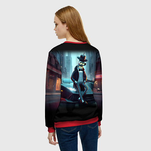 Женский свитшот Бендер счастливый владелец Ламборджини / 3D-Красный – фото 4