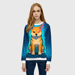 Свитшот женский Сиба-ину с неоновым взглядом, цвет: 3D-белый — фото 2