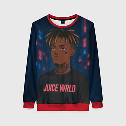Свитшот женский Juice WRLD - Неоновый аниме арт, цвет: 3D-красный