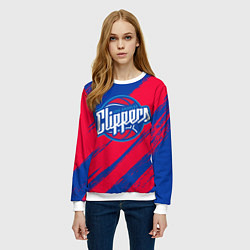 Свитшот женский Клипперс - красно синие, цвет: 3D-белый — фото 2