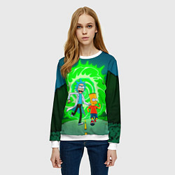 Свитшот женский Рик и Барт Симпсон, цвет: 3D-белый — фото 2