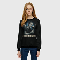 Свитшот женский Chester Bennington - Angel, цвет: 3D-черный — фото 2
