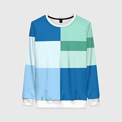 Свитшот женский Мятное небо колор-блок, цвет: 3D-белый