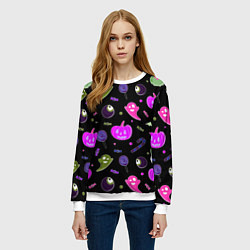 Свитшот женский Halloween pink black pumpkin, цвет: 3D-белый — фото 2