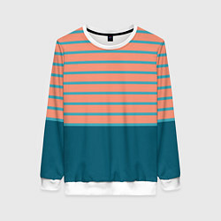 Свитшот женский Полосатый мандариновый морской рассвет, цвет: 3D-белый