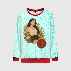 Свитшот женский Lana Del Rey сидит в цветах, цвет: 3D-красный