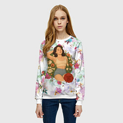 Свитшот женский Lana Del Rey в полевых цветах, цвет: 3D-белый — фото 2