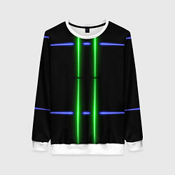 Женский свитшот Neon black light blue green line