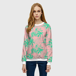 Свитшот женский Palm turquoise pink, цвет: 3D-белый — фото 2