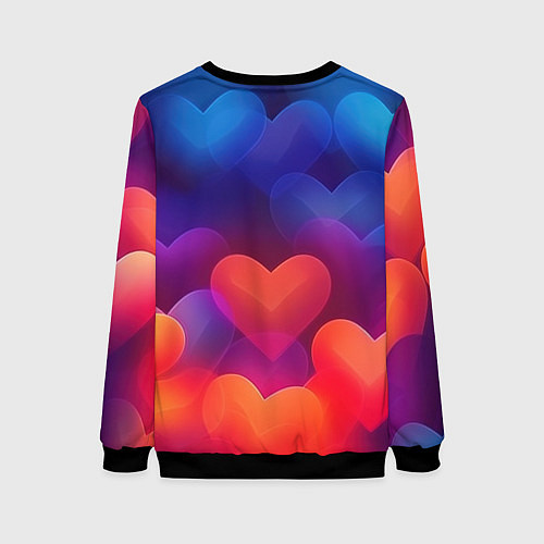 Женский свитшот Lana Del Rey на фоне сердечек / 3D-Черный – фото 2