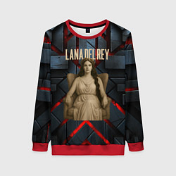 Свитшот женский Lana Del Rey в греческом стиле на троне, цвет: 3D-красный