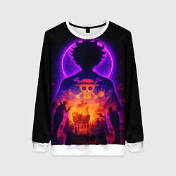 Свитшот женский Ванпис - неоновый Луффи, цвет: 3D-белый