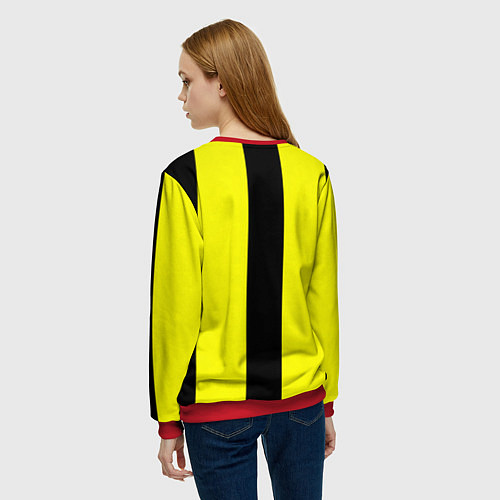 Женский свитшот Color yellow black line / 3D-Красный – фото 4