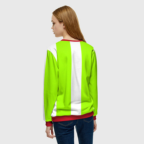 Женский свитшот Color light green white stripes / 3D-Красный – фото 4