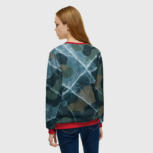 Женский свитшот ВМФ злой волк / 3D-Красный – фото 4