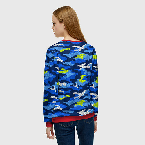 Женский свитшот ВМФ злой медведь в шлеме / 3D-Красный – фото 4