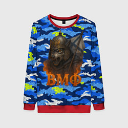 Свитшот женский ВМФ злой медведь в шлеме, цвет: 3D-красный