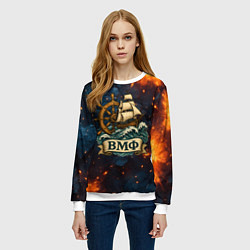 Свитшот женский ВМФ корабль и штурвал, цвет: 3D-белый — фото 2