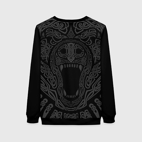 Женский свитшот Медведь в кельтских узорах / 3D-Черный – фото 2