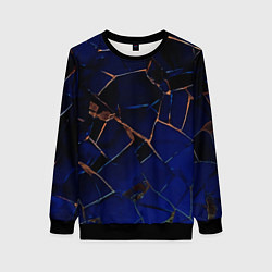 Свитшот женский Тёмный синий абстракция битые плиты, цвет: 3D-черный