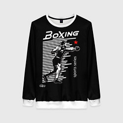 Свитшот женский Бокс - тяжело в учебе легко в бою, цвет: 3D-белый