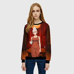 Свитшот женский Dandadan Seiko в красном платье, цвет: 3D-черный — фото 2