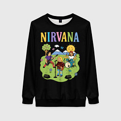 Свитшот женский Нирвана мультяшный стиль, цвет: 3D-черный