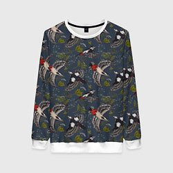 Женский свитшот Дятлы и цветы