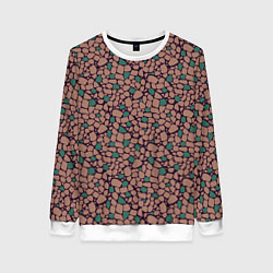 Женский свитшот Мелкий мозаичный коричневый зеленый узор хакки