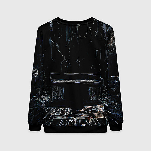 Женский свитшот Линейный силуэт музыканта / 3D-Черный – фото 2