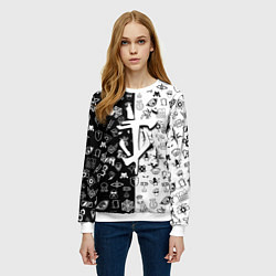 Свитшот женский Doom ачивки паттерн, цвет: 3D-белый — фото 2